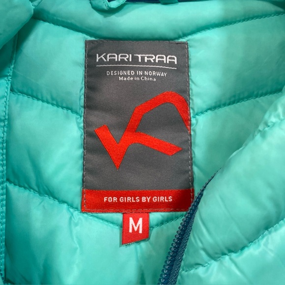 Kari Traa Mint/Teal LIGHTWEIGHT Puffer Jacket FIT STRETCH FULL ZIP WOMENS M - Picture 3 of 5